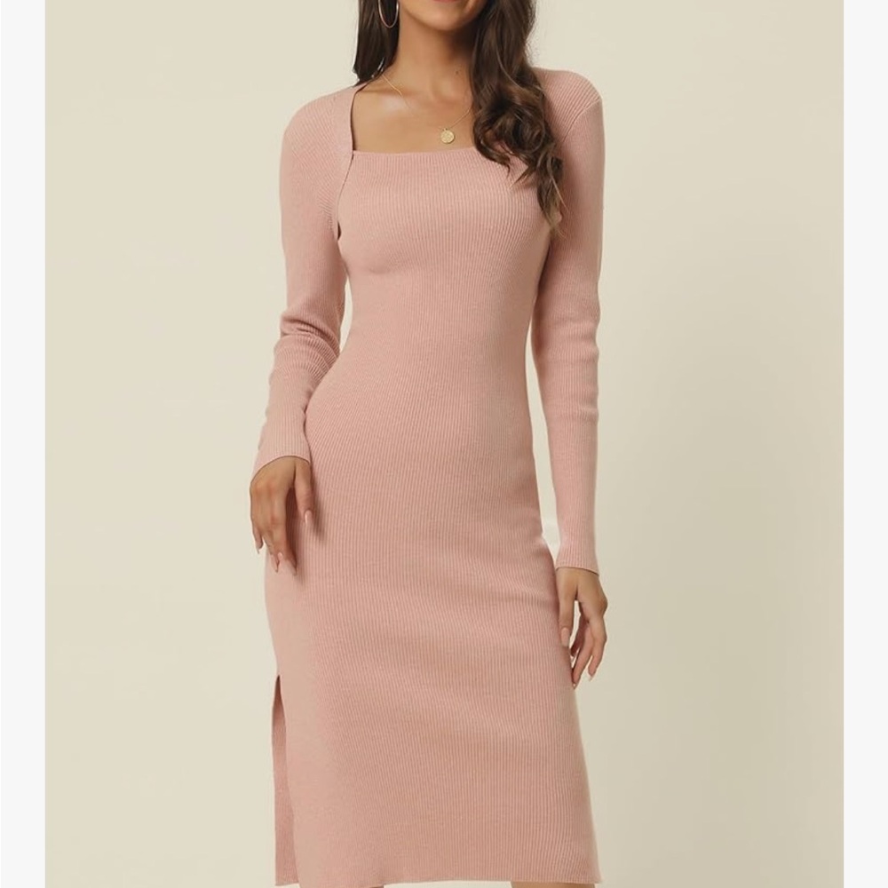 Chic Long Sleeve Pink Dress